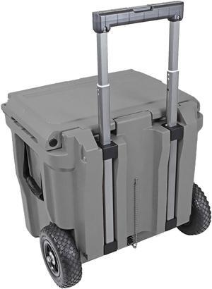 Xspec 45 Quart Towable Roto Molded Ice Chest Outdoor Cooler with Wheels, Grey