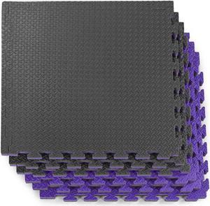 Xspec 1" Extra Thick Reversible EVA Foam Gym Mats 12 pcs 48 Sq Ft, Black/Purple Xspec 1" Extra Thick Reversible EVA Foam Gym Mats 12 pcs 48 Sq Ft, Black/Purple