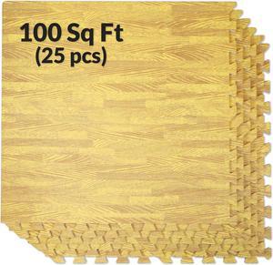 100 SqFt 3/8" Wood Grain Foam Mat Interlocking Tile Flooring 25pcs Oak 100 SqFt 3/8" Wood Grain Foam Mat Interlocking Tile Flooring 25pcs Oak