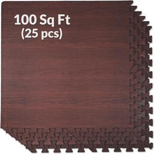 100 SqFt 3/8" EVA Dark Wood Grain Foam Floor Mat Interlocking Flooring 25 pcs 100 SqFt 3/8" EVA Dark Wood Grain Foam Floor Mat Interlocking Flooring 25 pcs