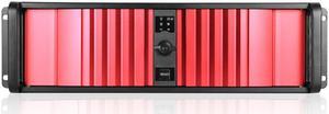 iStarUSA D-300SEA-RD-RAIL24 3U Compact Stylish Rackmount Chassis with Red SEA Bezel with 20" Sliding Rail Kit