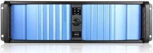 iStarUSA D-300SEA-BL-RAIL24 3U Compact Stylish Rackmount Chassis with Blue SEA Bezel with 20" Sliding Rail Kit