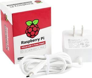Raspberry Pi 4 Model B Official PSU, USB-C, 5.1V, 3A, US Plug, White