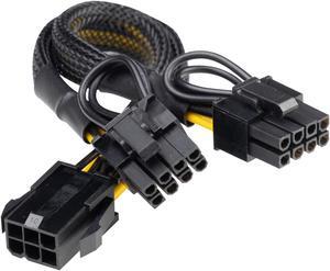 AAAwave GPU VGA Single Female 6 Pin PCI-E to Dual Male 6+2 Pin PCI-E Cable -   Splitter Power Extension Cable with Braided Sleeved AAASF62DM62BS