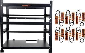 AAAwave 12GPU Mining Rig Frame (Black) and AAAwave PCIe Riser V011 Pro for GPU Mining (12pcs)