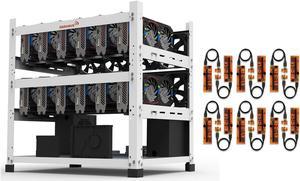AAAwave 12GPU Mining Rig Frame (white) and 12 x AAAwave PCIe Riser V011Pro 1x to 16x Graphic Extension for GPU Mining