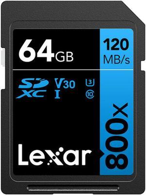 Lexar LSD0800064G-BNNNU High-Performance 800x 64GB  SDXC UHS-I Cards, Up to 120MB/s Read, for Point-and-Shoot Cameras