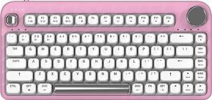 Azio IK408 IZO Wireless BT5/USB PC & Mac Mechanical Keyboard, Pre-Lubed Red Switches, Pink Blossom