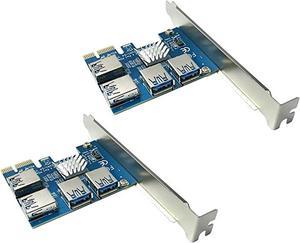 AAAwave PCI Express 1X to 16X Riser Card 1 to 4 USB3.0 Multiplier Hub Adapter Pack of 2