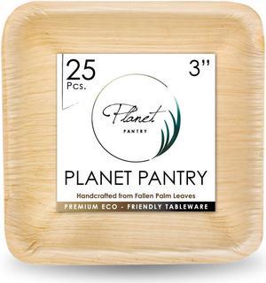 Planet Pantry Disposable Palm Leaf 3" Square Dip Bowl  (25 pcs) Wooden Bamboo-Like Paper and Plastic Alternative Eco-Friendly for Food, Party, Buffet