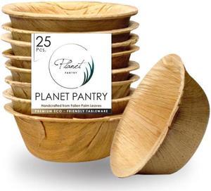 Planet Pantry Disposable Palm Leaf 2.5" Round Dip Bowl  (25 pcs) Wooden Bamboo-Like Paper and Plastic Alternative Eco-Friendly for Food, Party, Buffet