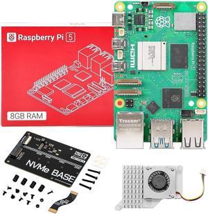Raspberry Pi 5 8GB Single Board Kit w NVMe Base M2 HAT PCIe Extension and Active Cooler