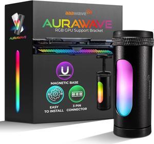 AAAwave AURAWAVE GPU Support Bracket, Gaming Graphics Card Brace Support, Anti-Sag Video Card Holder, Adjustable Height with Magnet Base, 5V 3PIN ARGB GPU Support Brace, Video Card Stand (Black)