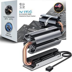 Titanium Micro NITROFLEX M.2 SSD NVMe 2280 SSD Rocket Heatsink Built-in 30mm PWM Cooling Fan for Gaming PC Desktop