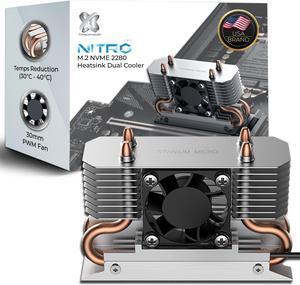 Titanium Micro Nitro Pro M.2 NVMe Heatsink, 2280 Dual Cooler Heatsink with 30mm PWM Fan