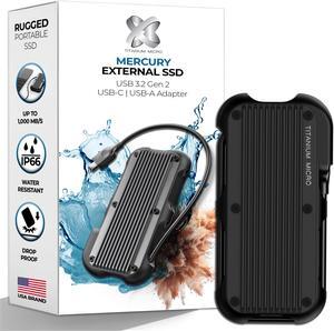 Titanium Micro External SSD 4TB - Mercury Portable SSD, Up to 1000MB/s, USB 3.2 Gen 2 USB-C, USB-A, Rugged IP66 Water Drop Resistance, External Solid State Drive Slim and Lightweight Storage