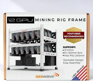 Ethereum Mining Rig Frame 6 GPU with 4 Fans and 6 Adapter