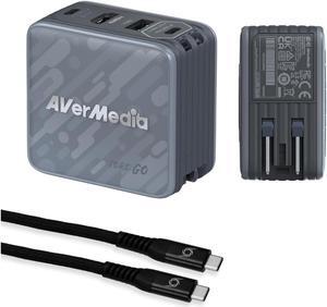 AverMedia GC313BLACK Core Go Portable Charger Steam Deck Dock, Fast Charging USB C Hub, Compatible w/ iPhone, iPad, Laptop, PC Gaming (BLACK)