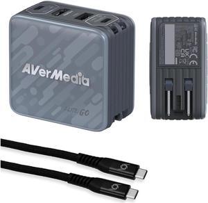 AverMedia GC313ProBLACK Elite Go Capture Card for Streaming Portable Charger Fast Charging USB C, TV Docking Station Compatible wi/ iPhone, iPad, Laptop (BLACK)