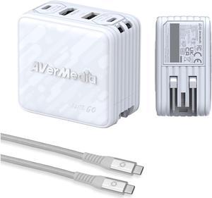 AverMedia GC313ProWHITE Elite Go Capture Card for Streaming Portable Charger Fast Charging USB C, TV Docking Station Compatible w/ iPhone, iPad, Laptop (WHITE)