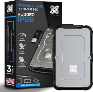 Titanium Micro 2TB External SSD, Titanium One Up to 500MB/s, Wrap-around USB-C 3.2 Gen 2, Rugged IP66 Water&Drop Resistance, Portable Solid State Drive for Window PC, Mac, PS4, PS5, Xbox