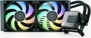 EK AIO Elite 280mm D-RGB All-in-One CPU Liquid Cooler with EK-Vardar High-Performance PMW Fans, 140mm Fan, Intel 115X/1200/2066, AMD AM4 LGA 1700 Compatible(Requires purchase of LGA 1700 Kit)