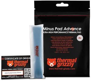 Thermal Grizzly TG-MP-A-120-20-05-4 Minus Pad Advance 120x20x0.5mm, Non-Conductive, High Thermal Conductivity & Compressibility for SSDs, GPUs & Electronics  4-Pack