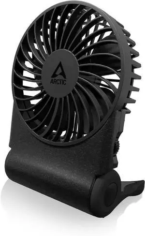 Arctic AEBRZ00027A Summair Rechargeable Handheld Fan w/ Stand, infinite speed, 4-77h Running Time, USB-C (incl. USB-A Cable) - Black