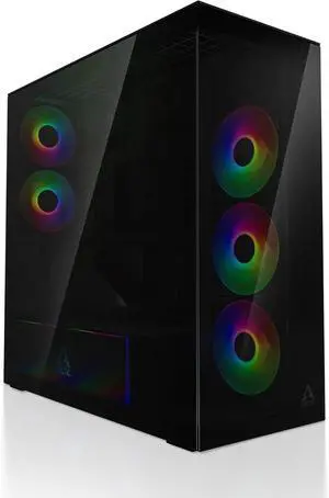 Arctic ACPCC00016A Xtender VG PC Case-Mid Tower-Tempered Glass Panel-Included A-RGB Fans-Vertical GPU Mounting Kit (Black)