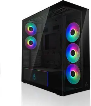 Arctic ACPCC00018A Xtender PC Case-Mid Tower-Tempered Glass Panel-Included A-RGB Fans (Mirror Black)