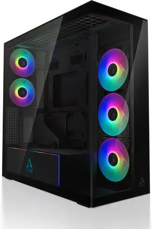 Arctic ACPCC00019A Xtender VG PC Case-Mid Tower Tempered Glass Panel-A-RGB Fans Vertical GPU Mounting Kit (Mirror Black)