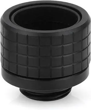Thermal Grizzly TG-DM-FIT-0002 DeltaMate HT16 Hard-Tube Water Cooling Fitting  G1/4'' Thread, CNC-Machined Brass Matte-Black, Knurled Compression Ring for 16 mm OD Hard Tubing