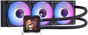 DarkFlash DF-DV360S-BK Liquid CPU Cooler LCD Screen ARGB PWM Radiator Aio Compatible w/Intel 1851/1700,AMD AM4/AM5 Black