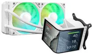 TRYX L-P240L-AM2M-G0W PANORAMA SE 240 ARGB 240mm AIO Rotatable MOLED Curved Screen 3D Cooler Asetek Adela (White)