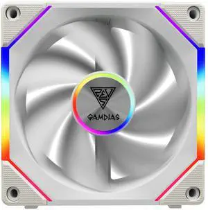 GAMDIAS AEOLUS P2-1201 WH ARGB Case Fan 120mm x1 & Reverse Blade x1,Hassle-Free Cable Management 2400 RPM PWM RGB- White GAMDIAS AEOLUS P2-1201 WH ARGB Case Fan 120mm x1 & Reverse Blade x1,Hassle-Free Cable Management 2400 RPM PWM RGB- White