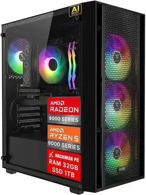 Hachiman PC Ronin Gaming PC, AMD Ryzen 5 9600X, Radeon RX 9060XT 16GB, 32GB DDR5 RGB, 1TB NVMe SSD, Wi-Fi 6, Windows 11 Hachiman PC Ronin Gaming PC, AMD Ryzen 5 9600X, Radeon RX 9060XT 16GB, 32GB DDR5 RGB, 1TB NVMe SSD, Wi-Fi 6, Windows 11