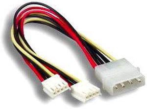 Kentek 8 Inch 8" 4 Pin Molex 5.25 Male To 2 X 4 Pin 3.5 Floppy Drive FDD Female Y-Splitter M/F IDE DC Internal Computer PC Power Cable Adapter Cord
