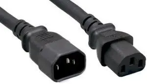 Kentek 3 Feet Extension 3 Prongs AC Power Cord IEC320 C13 To C14 M/F Male Female 18 AWG 10A 250V for PC / Monitor Black