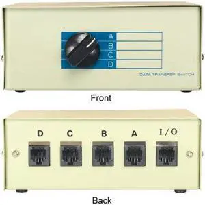 Kentek RJ45 4 Way Manual Data Switch Box Network I/O ABCD Female Port Phone Internet CAT5 CAT6 Devices