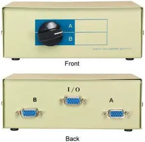 Kentek VGA HD15 2 Way Manual Data Switch Box 15 Pin Female I/O AB Port for PC MAC to Video Display Monitors