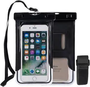 IPX8 Waterproof Cell Phone Case (Deluxe) - Glow in the Dark Dry Bag Pouch with Arm Band Function and Lanyard Strap for iPhone 6s, 6s Plus Galaxy s8, s7, s7 Edge, s6, s6 Edge, Any Phone up to 6 Inches