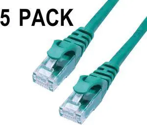 Grandmax 5 Pack - CAT6 15 Foot UTP Ethernet Network Patch Cable, 550MHZ 100% Copper, Molded Snagless/Ferrari Boot/ 
GREEN