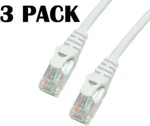 Grandmax 3 Pack - CAT6 50 Foot UTP Ethernet Network Patch Cable, 550MHZ 100% Copper, Molded Snagless/Ferrari 

Boot/ WHITE