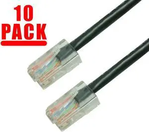 GRANDMAX 10 Pack - CAT6 / 3FT/ BLACK / RJ45, 550MHz, UTP Ethernet Network Patch Cable / NO BOOTS