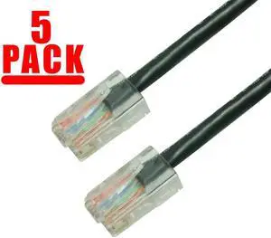 GRANDMAX 5 Pack - CAT6 / 15FT/ BLACK / RJ45, 550MHz, UTP Ethernet Network Patch Cable / NO BOOTS