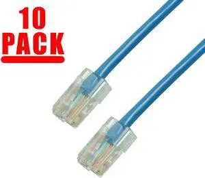 GRANDMAX 10 Pack - CAT5e / 3FT/ BLUE / RJ45, 350MHz, UTP Ethernet Network Patch Cable /NO BOOTS