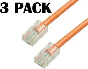 GRANDMAX 3 Pack - CAT6 / 25FT/ ORANGE / RJ45, 550MHz, UTP Ethernet Network Patch Cable/NO BOOTS