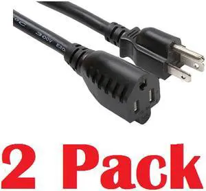 Grandmax 15 FT [2 Pack] Power Extension Cord, NEMA 5-15P (Male) to NEMA 5-15R (Female), 13A/125V, 16/3 SJT, UL/CSA, Black
