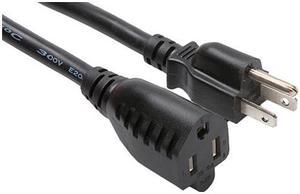 Grandmax 1 FT  Power Extension Cord, NEMA 5-15P (Male) to NEMA 5-15R (Female), 13A/125V, 16/3 SJT, UL/CSA, Black