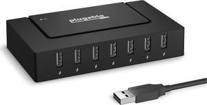 7 Port USB Hub - Plugable USB Hub for Multiple Devices and USB 2.0 Data Transfer with a 60W Power Adapter - Driverless